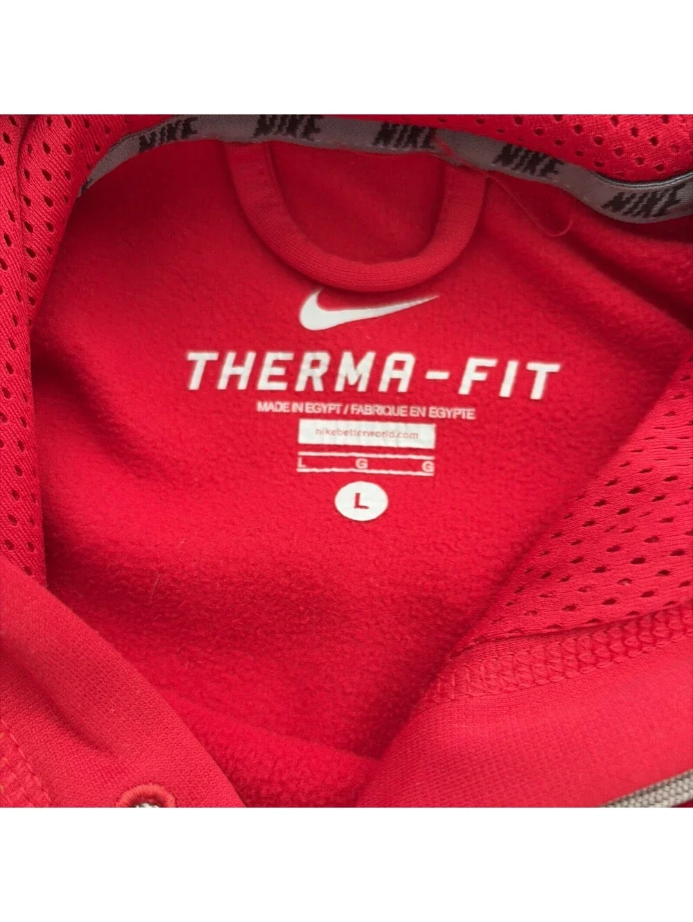 Nike Men's Therma-FIT Red Pullover Hoodie Fleece Long Sleeve Pockets Size L